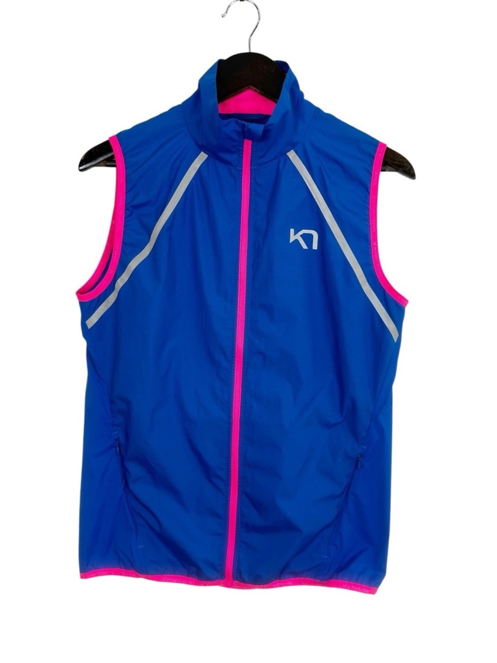 Kari Traa Blue Vest with Pink Trim and Reflective Detail Size Medium